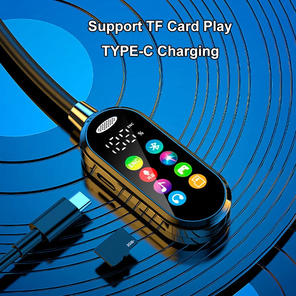 Color Screen Bluetooth 5.4 Earphones Neckband Headphones Wireless Headsets Noise Reduction Earbuds for Live Earphone Monitor