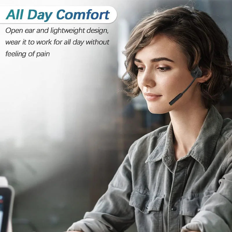 Wireless Bluetooth Headset Bone Conduction Earphones Fast Charge Sports Gaming Headphones with Dual CVC8.0 Noise-canceling Mic📲