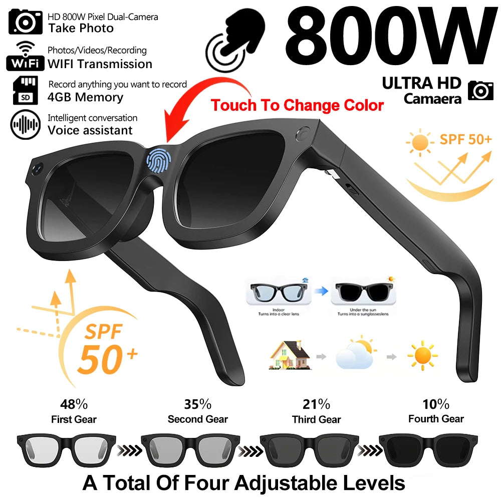 2026 upgrade Smart Glasses HD Photo Video OpenAI Record Translation Touch Photochromic Lenses Bluetooth Call Music Multifunction Glasses📲
