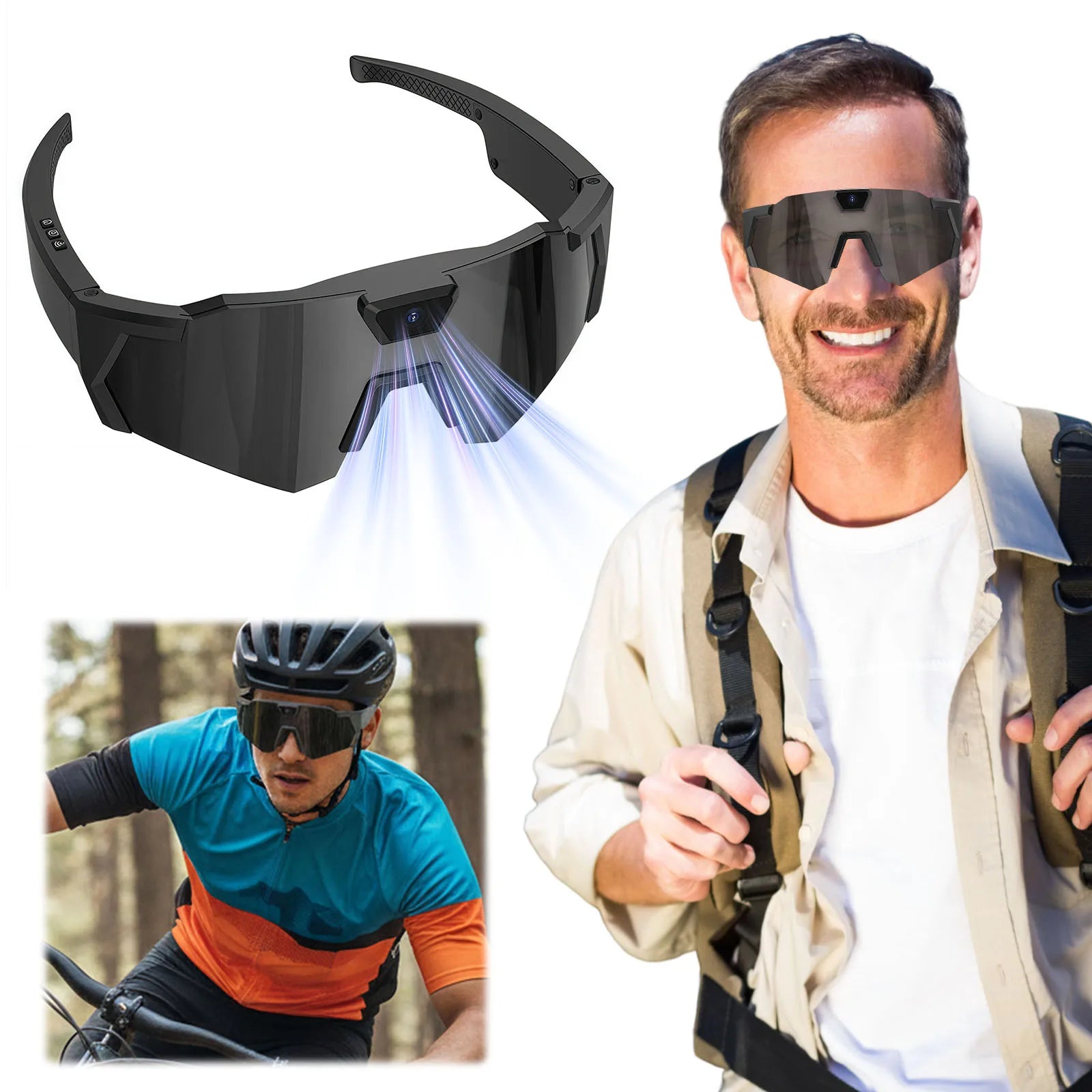 Smart Camera Glasses HD 1080P Cycling Action Sunglasses 64G ROM Video Recording Glasses Suitable for Men and Women